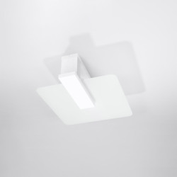 LAPPO - Plafonnier en bois et verre finition blanc