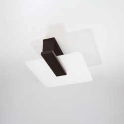 LAPPO - Plafonnier en bois et verre finition wenge