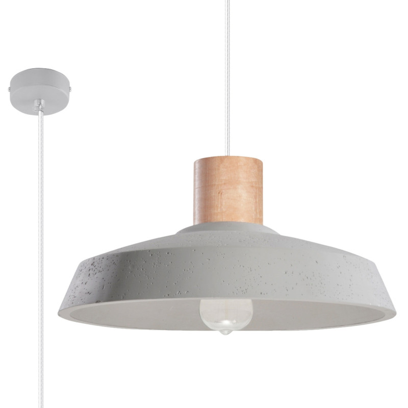 Lampe béton et bois suspendue AFRA