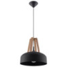 Lampe pendante CASCO acier noir et bois naturel