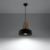 Lampe pendante CASCO acier noir et bois naturel