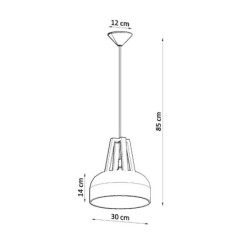 Lampe pendante CASCO acier noir et bois naturel