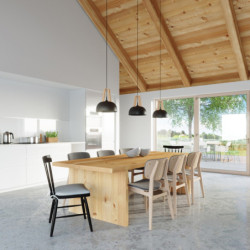 Lampe pendante CASCO acier noir et bois naturel
