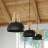 Lampe pendante CASCO acier noir et bois naturel