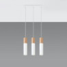 PABLO - Lampe pendante 3 suspensions finition blanc et bois naturel