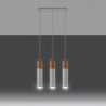 PABLO - Lampe pendante 3 suspensions finition blanc et bois naturel