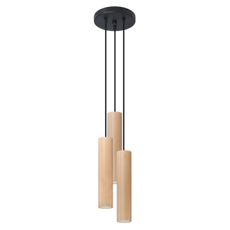 LINO - 3 Lampes suspendues en bois naturel