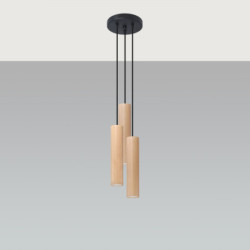 LINO - 3 Lampes suspendues en bois naturel