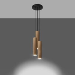 LINO - 3 Lampes suspendues en bois naturel