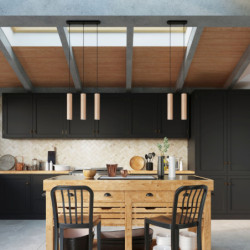 LINO - 3 Lampes suspendues en bois naturel