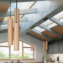 LINO - 3 Lampes suspendues en bois naturel