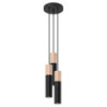 PABLO - Lampe pendante 3 suspensions finition noir et bois naturel