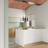 PABLO - Lampe pendante 3 suspensions finition noir et bois naturel