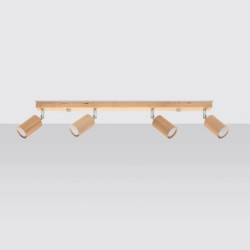 BERG - Plafonnier 4 bras en bois naturel