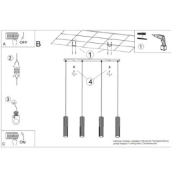 Suspension KARBON 4L Beige Sollux | 4 GU10 Design