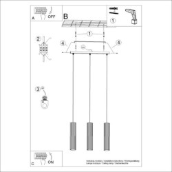 Suspension KARBON 3L Bordeaux Sollux | 3 GU10 Design