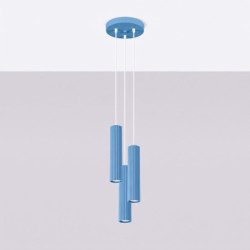 Suspension KARBON 3P Bleu Ciel Sollux | 3 GU10 Design
