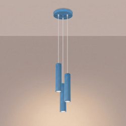 Suspension KARBON 3P Bleu Ciel Sollux | 3 GU10 Design