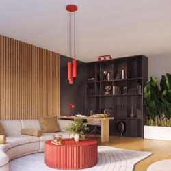 Plafonnier KARBON 3L Rouge Sollux | 3 Spots GU10 Design
