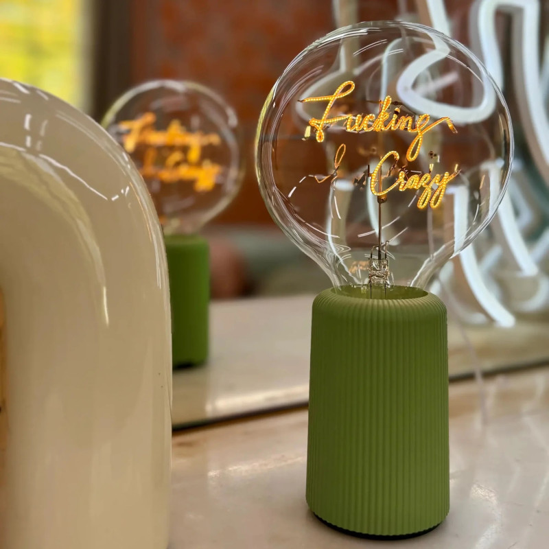 Ampoule Fucking Crazy – MITB Portable® – Message lumineux décoratif
