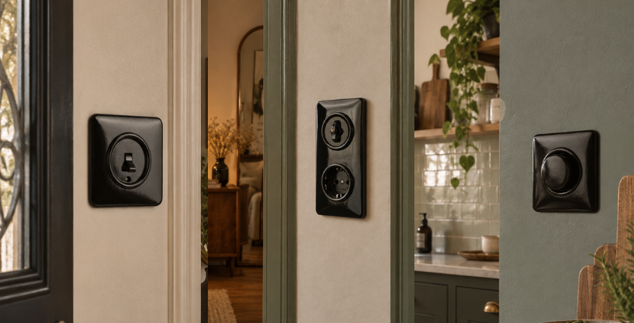 interrupteur et prise Bakelite® sur le comptoirelecdesign.com